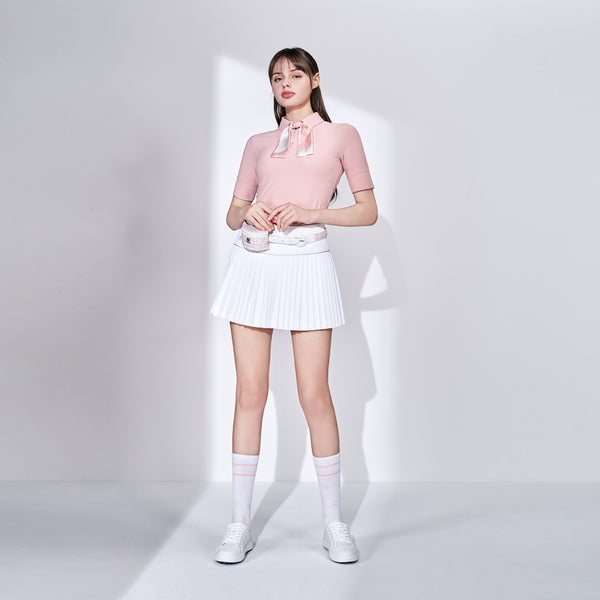 DOT SCARF SET TSHIRT (100% silk)(WHITE)