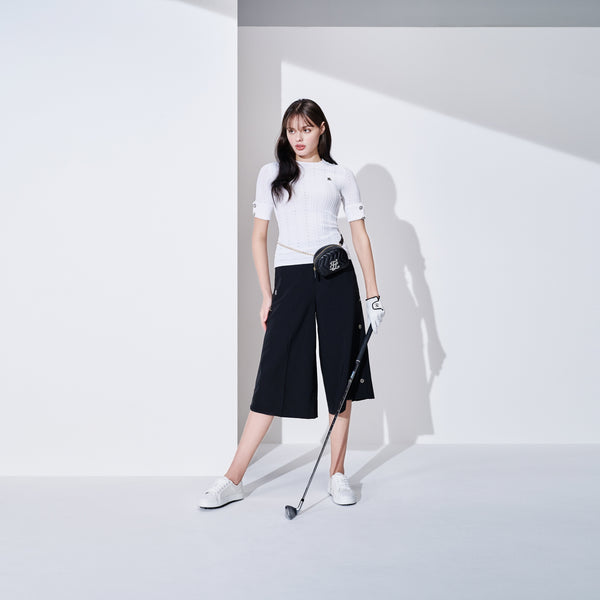 BUTTONED WIDE PANTS(BLACK)