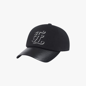 MEN'S BALL CAP FAUX LEATHER(BLACK)
