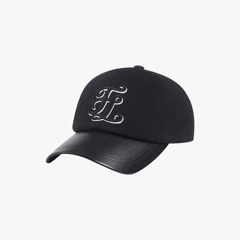 MEN'S BALL CAP FAUX LEATHER(BLACK)