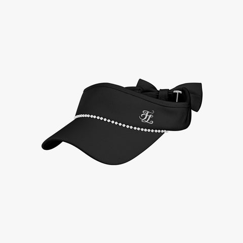 PEARL CHAIN RIBBON VISOR(BLACK)