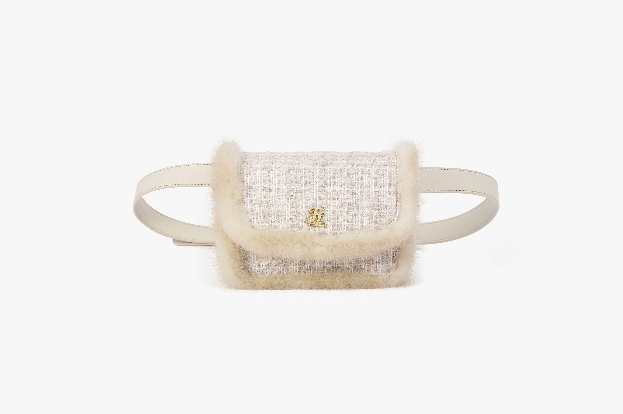 Tweed Mink Belt Bag (White)