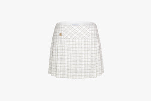 Tweed Pleats Skirt (White)