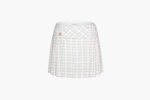 Tweed Pleats Skirt (White)