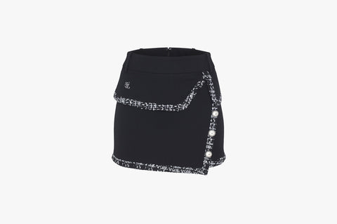 Flap Tweed Skirt (Black)