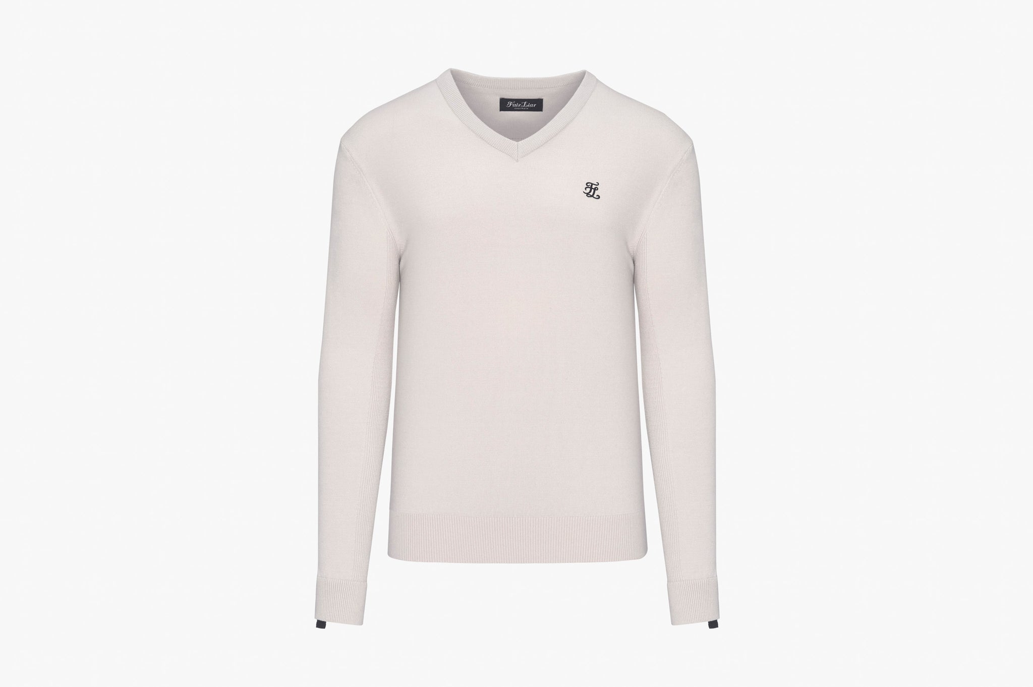 MEN'S V Neck Double Sleeve Knit (Beige)