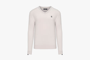 MEN'S V Neck Double Sleeve Knit (Beige)