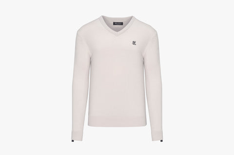 MEN'S V Neck Double Sleeve Knit (Beige)