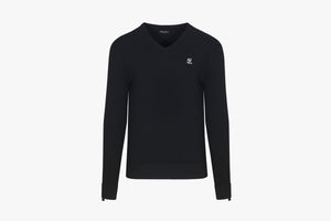 MEN'S V Neck Double Sleeve Knit (Black)