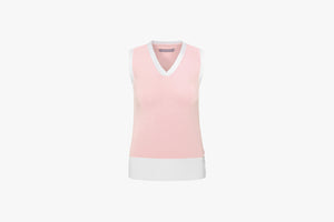 V Neck Knit Vest (Pink Coral)