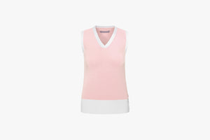 V Neck Knit Vest (Pink Coral)