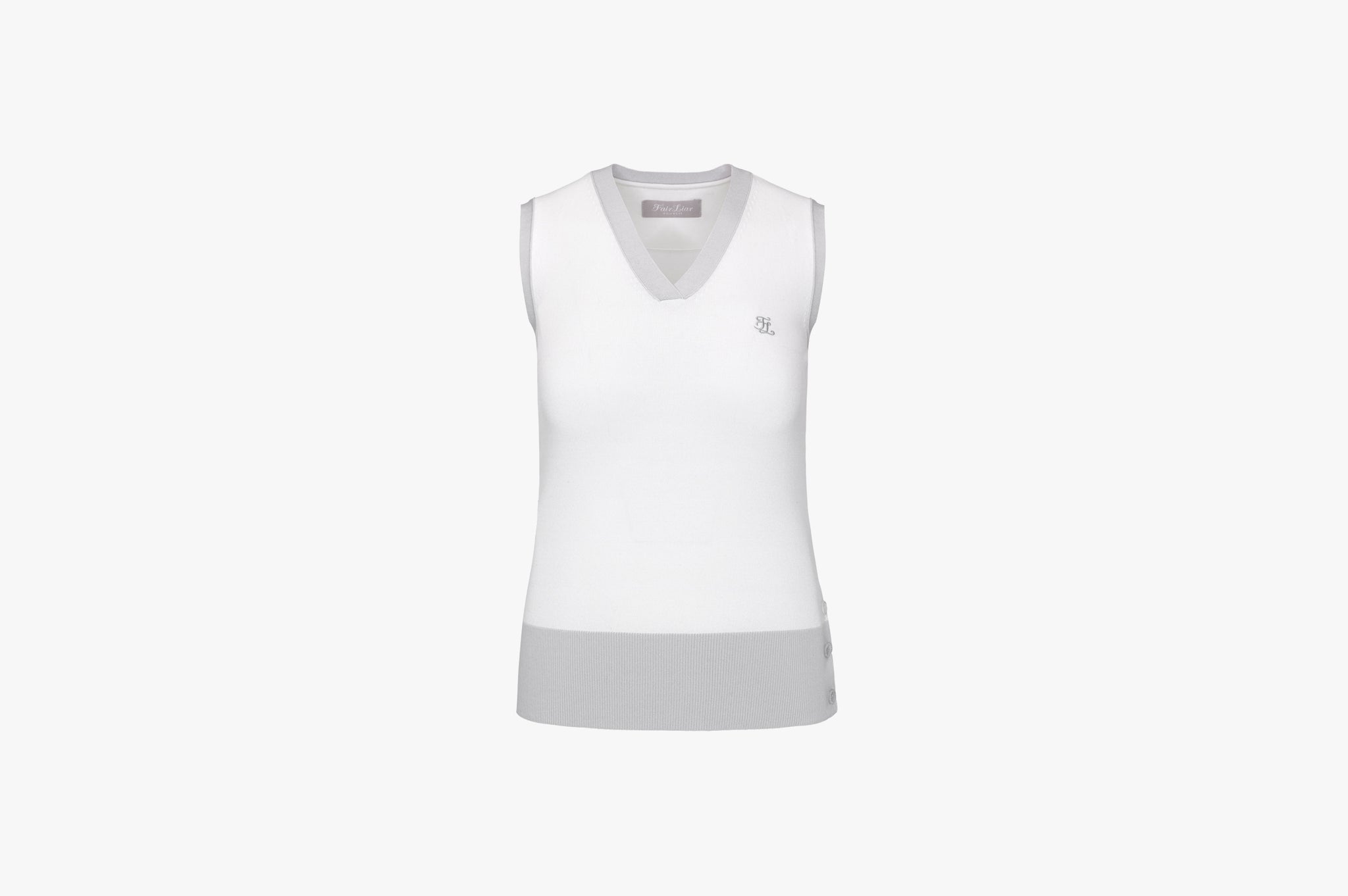 V Neck Knit Vest (White)