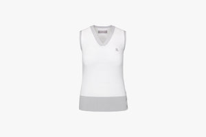 V Neck Knit Vest (White)