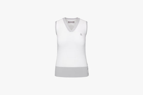 V Neck Knit Vest (White)