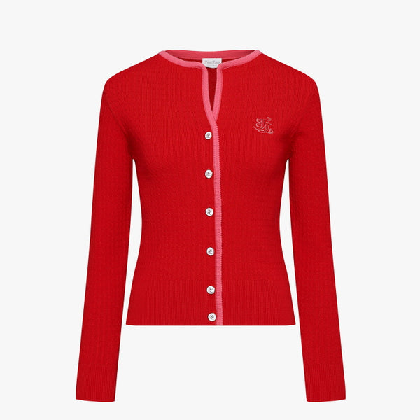 OPEN COLLAR CARDIGAN(RED)