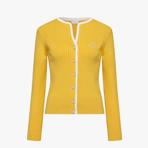 OPEN COLLAR CARDIGAN(YELLOW)