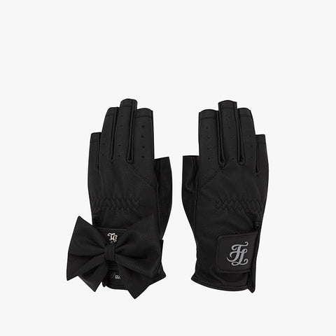 FINGERLESS RIBBON GLOVES(BLACK)