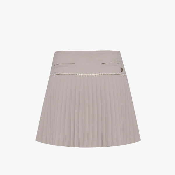 CHAIN FLARE PLEATES SKIRT(BEIGE)