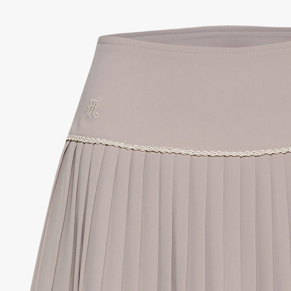 CHAIN FLARE PLEATES SKIRT(BEIGE)