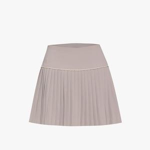 CHAIN FLARE PLEATES SKIRT(BEIGE)