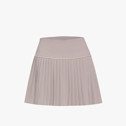 CHAIN FLARE PLEATES SKIRT(BEIGE)