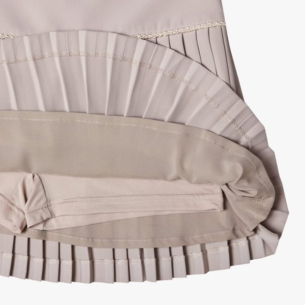 CHAIN FLARE PLEATES SKIRT(BEIGE)