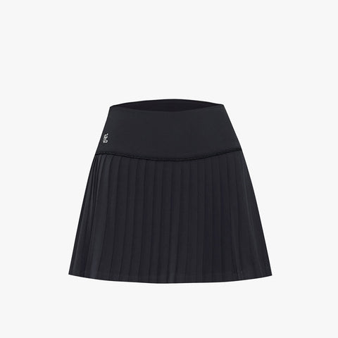 CHAIN FLARE PLEATES SKIRT(BLACK)