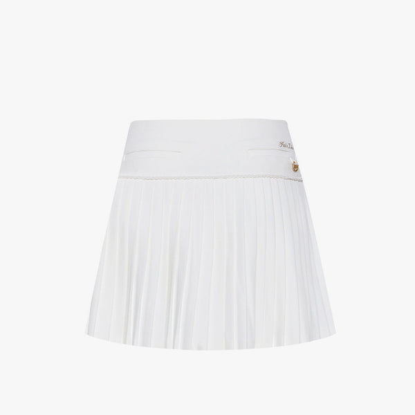 CHAIN FLARE PLEATES SKIRT(WHITE)