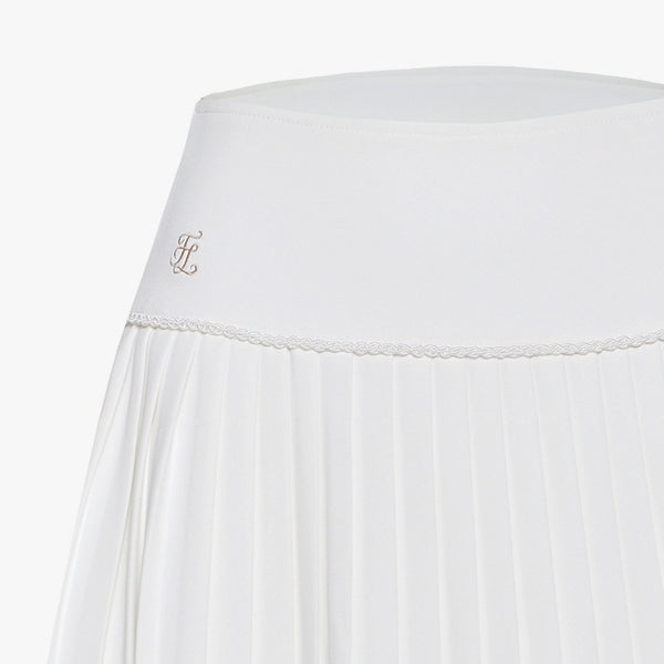 CHAIN FLARE PLEATES SKIRT(WHITE)