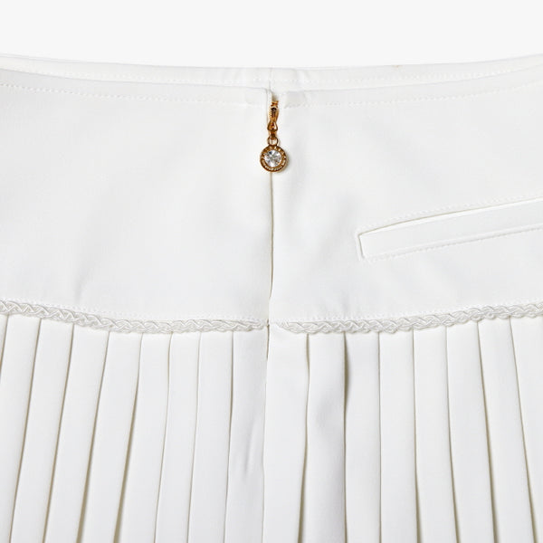 CHAIN FLARE PLEATES SKIRT(WHITE)