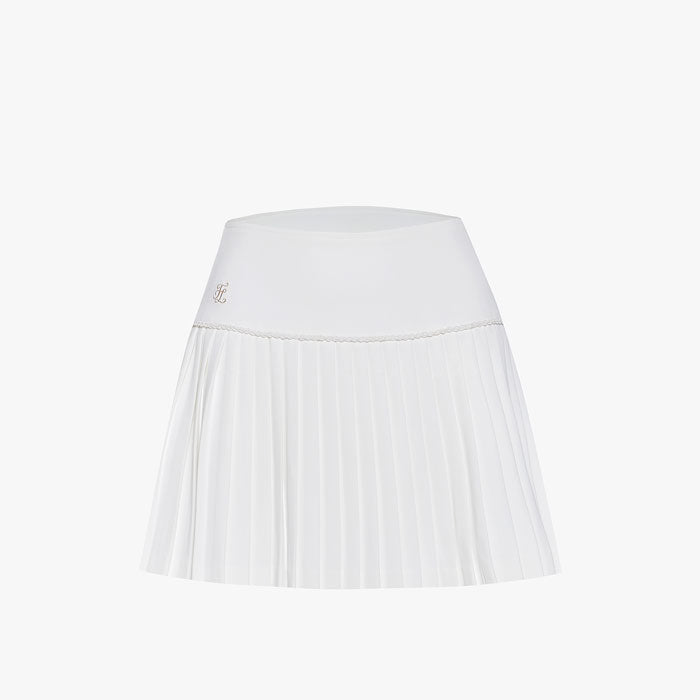 CHAIN FLARE PLEATES SKIRT(WHITE)