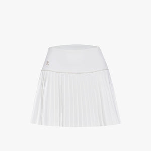CHAIN FLARE PLEATES SKIRT(WHITE)