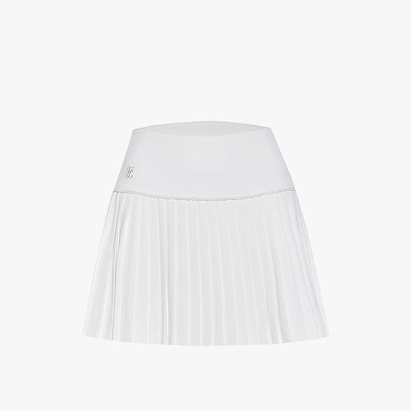 CHAIN FLARE PLEATES SKIRT(WHITE)