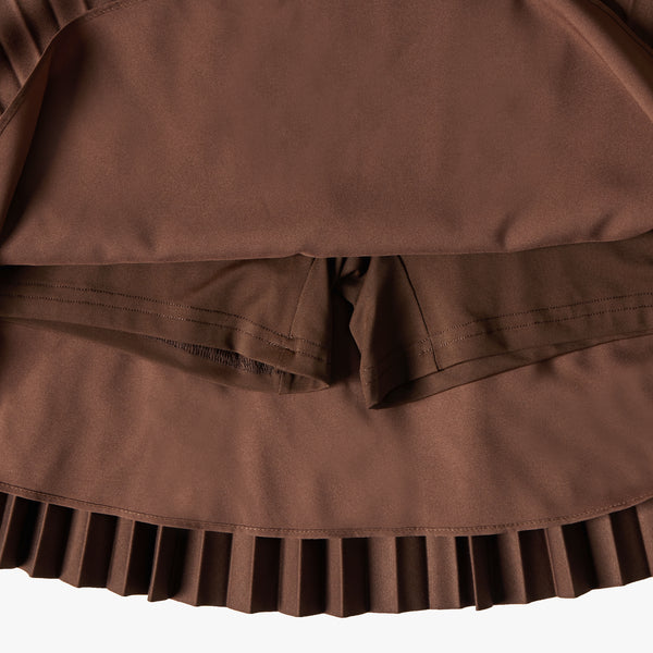 ACCORDION PLEATED SKIRT(BROWN)