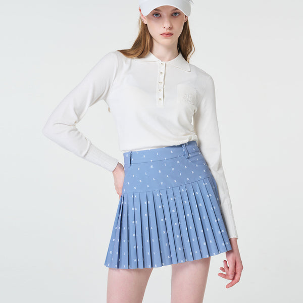 PATTERN PLEATS SKIRT(CERAMICS BLUE)