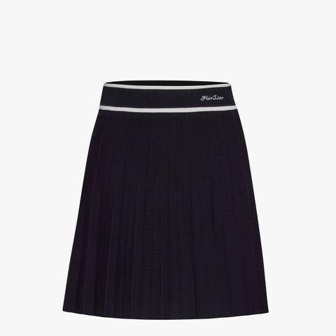 PLEATED KNIT SKIRT(BLACK)