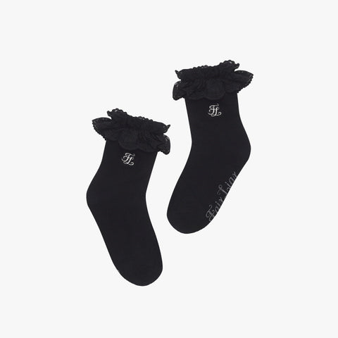 LACE ANKLE SOCKS(BLACK)