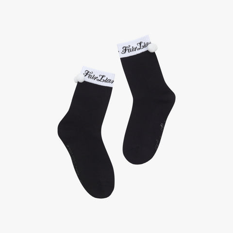 POM-POM ANKLE SOCKS(BLACK)