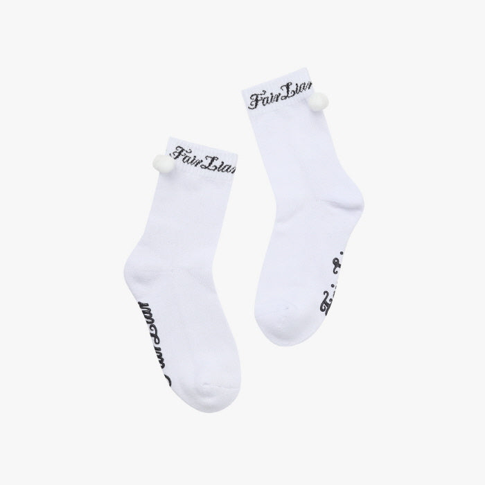 POM-POM ANKLE SOCKS(WHITE)