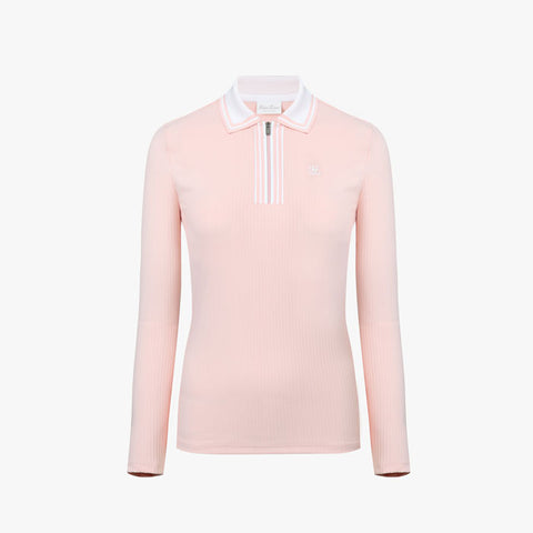 HALF ZIP-UP T-SHIRT(PINK CHORAL)