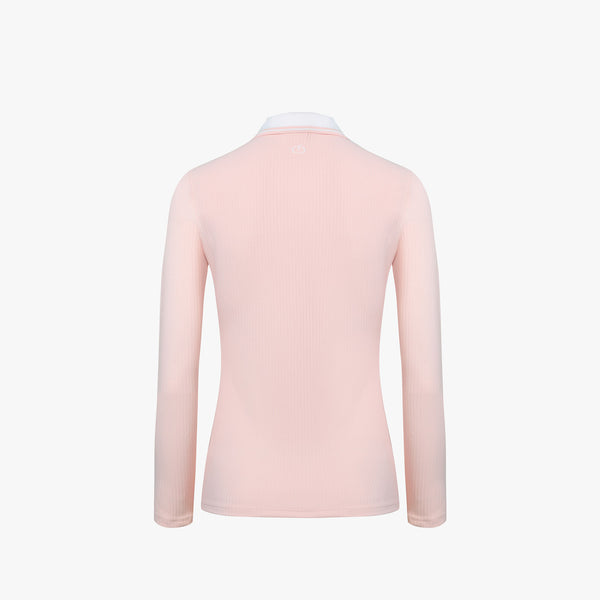 HALF ZIP-UP T-SHIRT(PINK CHORAL)