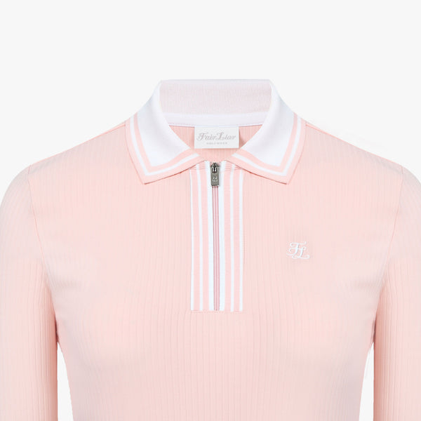 HALF ZIP-UP T-SHIRT(PINK CHORAL)