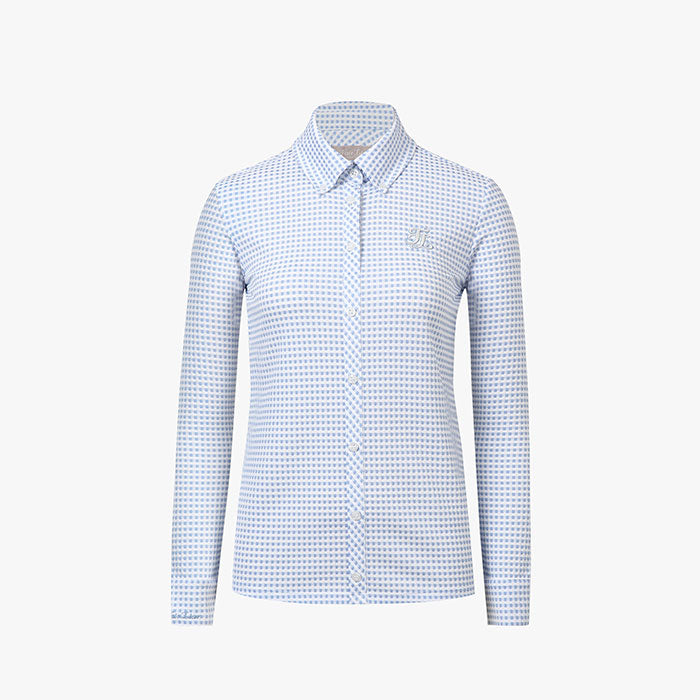 WAFFLE BUTTON T-SHIRT(CERAMICS BLUE)