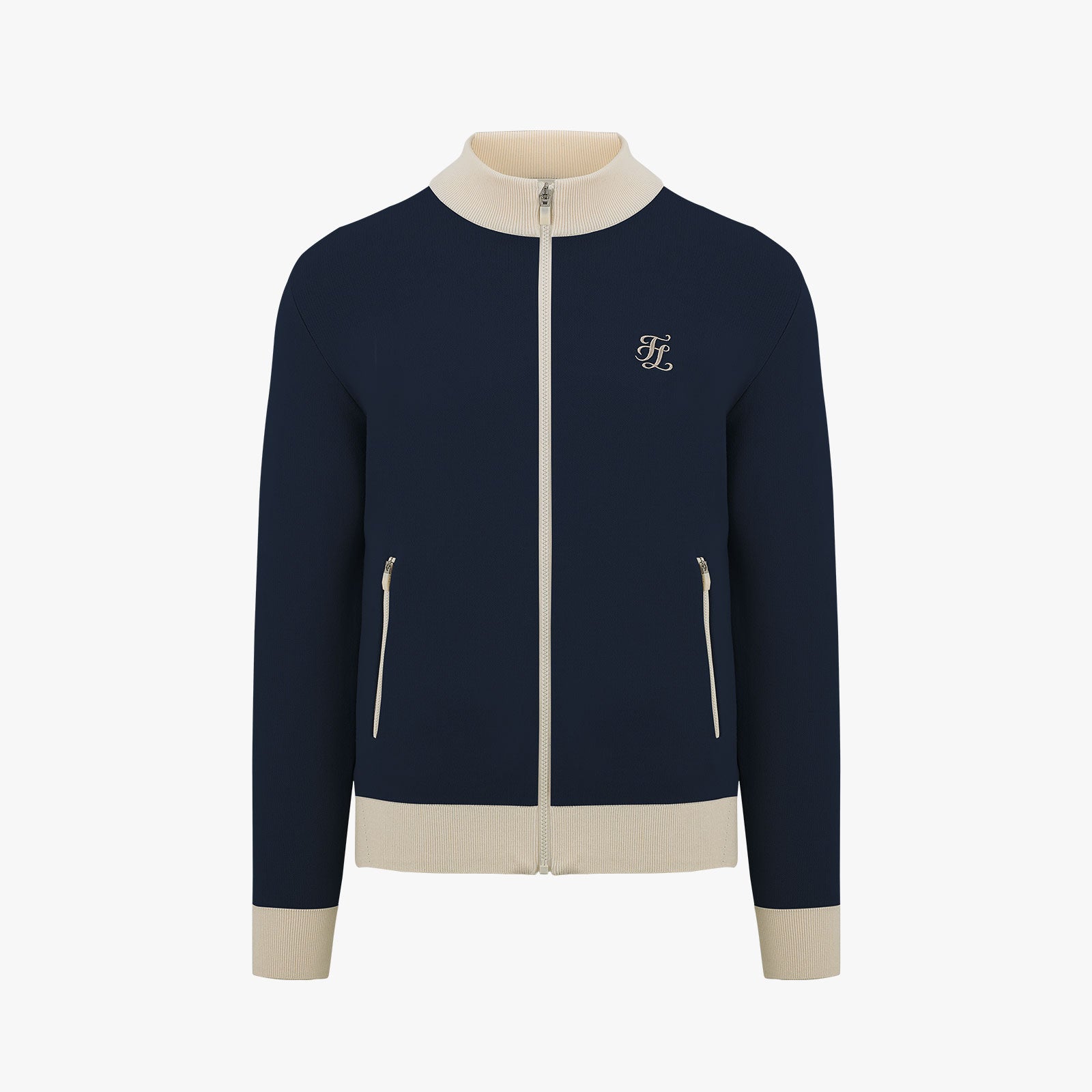 MEN'S HIGH-NECK ZIP-UP SWEATER(NAVY)