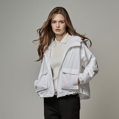 HOODED POCKET JUMPER(WHITE)