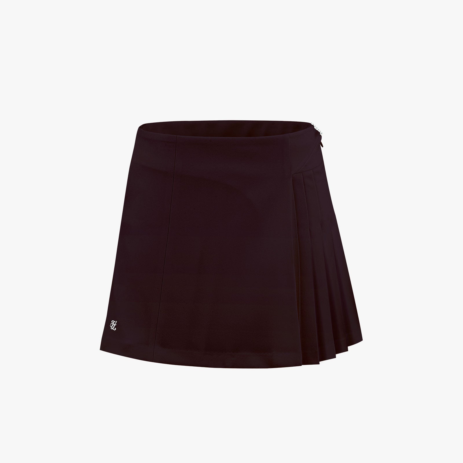 HALF-PLEATED SKIRT(BURGUNDY)