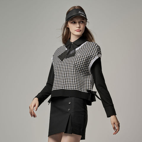 HOUNDS TOOTH JACQUARD VEST(BLACK)