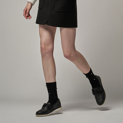 PEARL RIBBON MID SOCKS(BLACK)