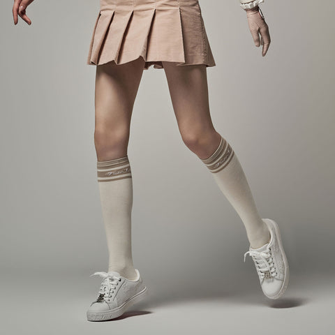 STRIPE JACQUARD KNEE SOCKS(BEIGE)