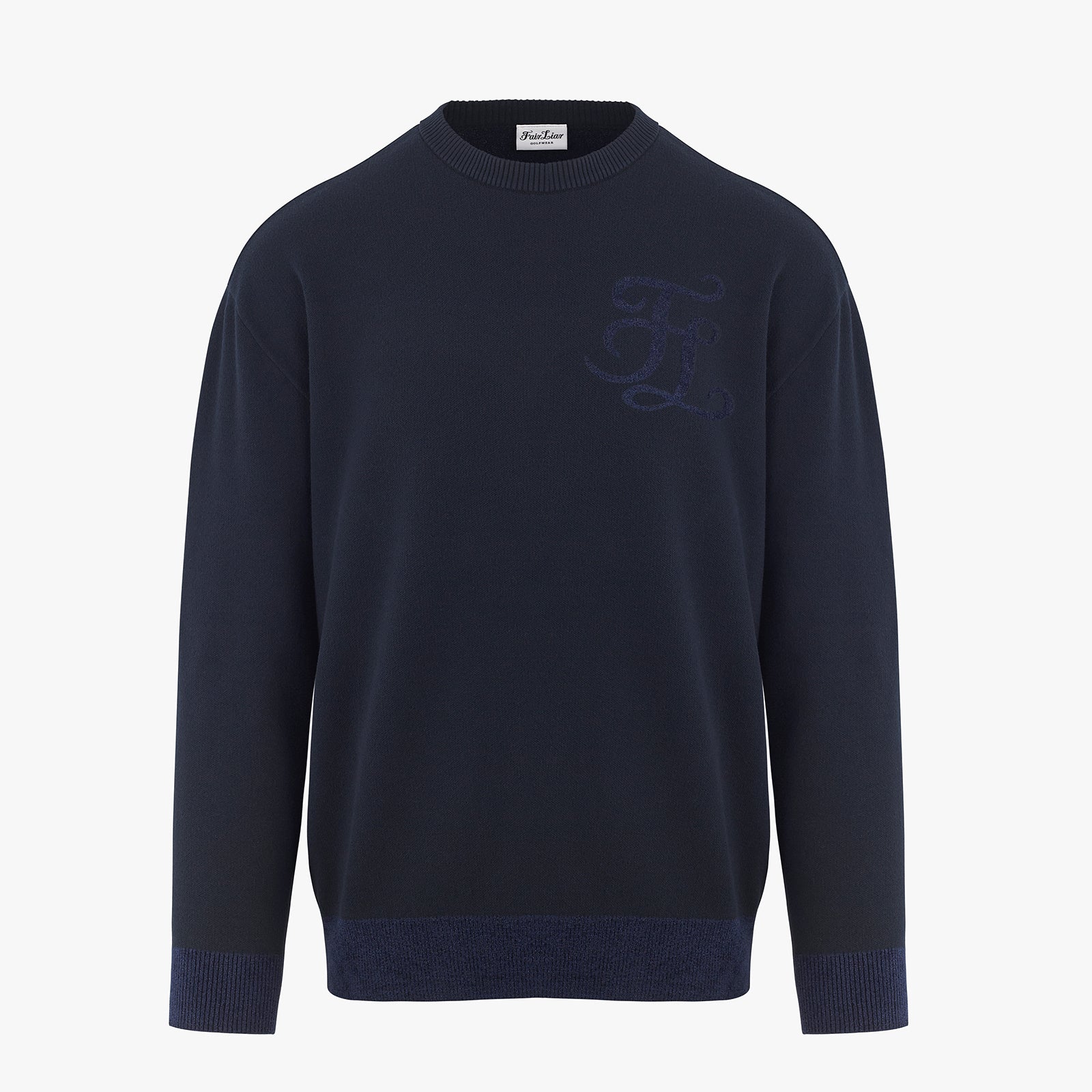 MEN'S ROUND-NECK LOGO KNIT(NAVY)